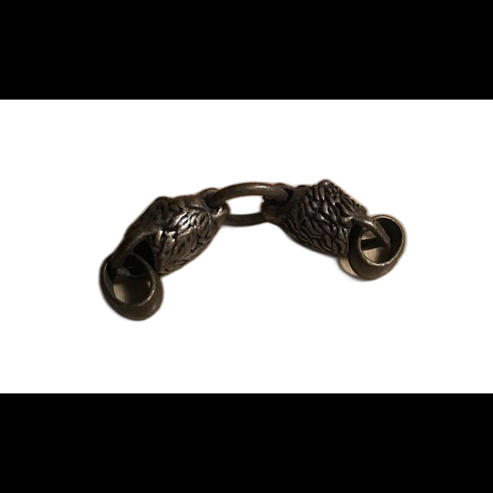 Vintage Viking Double Wolf Head Jewelry Clasp - Silver Tone Celtic End Cap